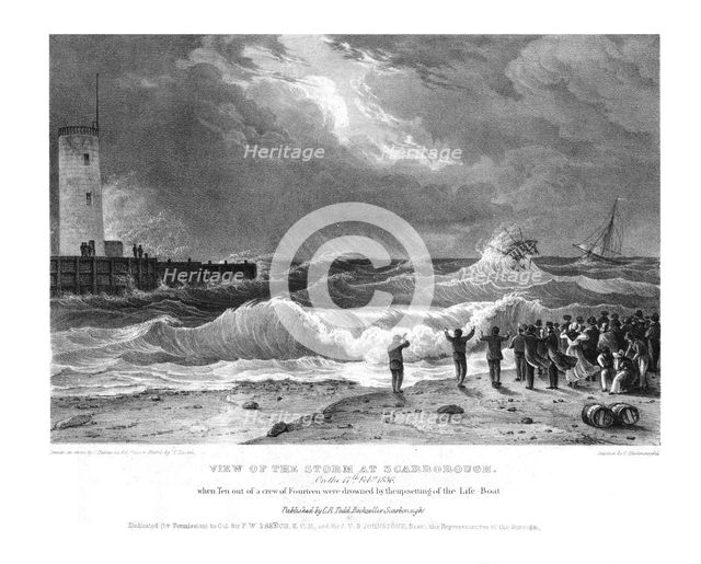 'View of the Storm at Scarborough on the 17th February 1836.' Creator: Charles Joseph Hullmandel.