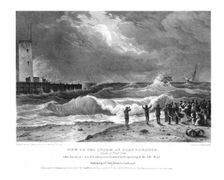 View of the Storm at Scarborough on the 17th February 1836. Creator: Charles Joseph Hullmandel