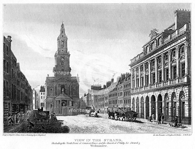 View of the Strand, Westminster, London, 1810.Artist: H le Keux