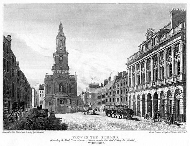 View of the Strand, Westminster, London, 1810.Artist: H le Keux