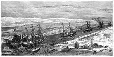 View of the Suez Canal, Egypt, 1900