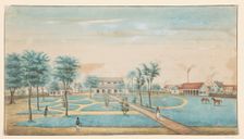 View of the sugar plantation Catharina Sophia, c.1860. Creator: Alexander Ludwich Brockmann
