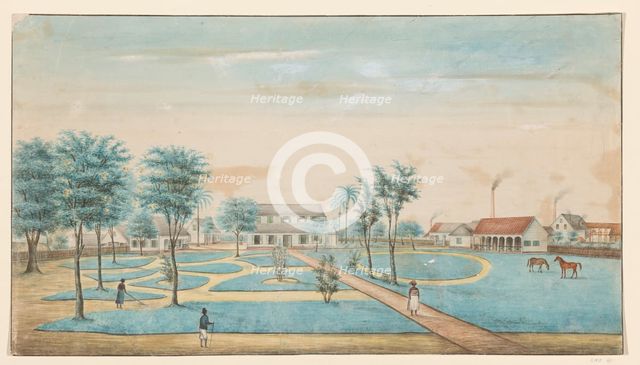View of the sugar plantation Catharina Sophia, c.1860. Creator: Alexander Ludwich Brockmann.