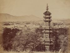 View of the Summer Palace Yuen Min Yuen, Pekin, Showing the Pagoda..., October 1860, 1860. Creator: Felice Beato