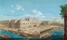 View of the Summer Palace of Empress Elizabeth at the Fontanka River in St. Petersburg, 1753. Creator: Grekov, Alexei Angileevich (1723/26-after 1770)