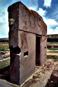 View of the Sun door in Tiwanaku, construction prior to the Incas