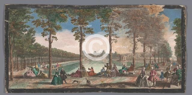 View of the pond of the garden of the Palais de Fontainebleau, 1700-1799. Creators: Anon, Jacques Rigaud.