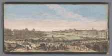 View of the Pont Neuf over the Seine River in Paris, seen towards the Pont Royal, 1700-1799. Creators: Anon, Jacques Rigaud