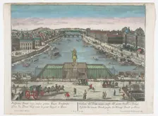 View of the Pont Neuf over the Seine River in Paris, towards Pont Royal, 1742-1801. Creator: Anon