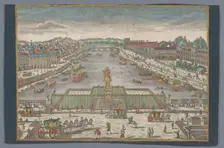 View of the Pont Neuf over the Seine River in Paris, towards the Pont Royal, 1742-1801. Creator: Anon