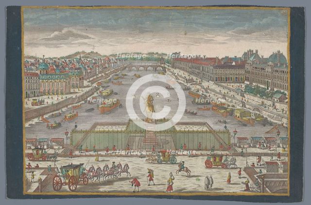 View of the Pont Neuf over the Seine River in Paris, towards the Pont Royal, 1742-1801. Creator: Anon.