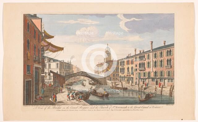 View of the Ponte delle Guglie over the Canale di Cannaregio in Venice, 1750. Creator: Thomas Bowles.