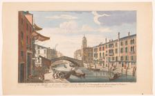 View of the Ponte delle Guglie over the Canale di Cannaregio in Venice, 1750. Creator: Thomas Bowles