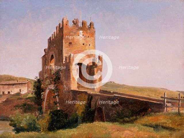 View of the Ponte Nomentano (Roman Campagna), c1837. Creator: Pierre-Nicolas Brisset.