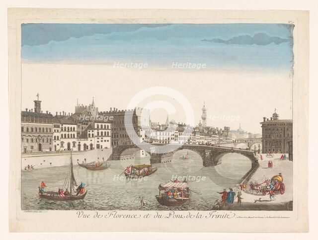 View of the Ponte Santa Trinita over the river Arno in Florence, 1761. Creator: Anon.