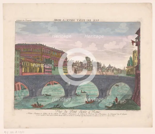 View of the Ponte Sisto in Rome, 1755-1779. Creator: Kaiserlich Franziskische Akademie.