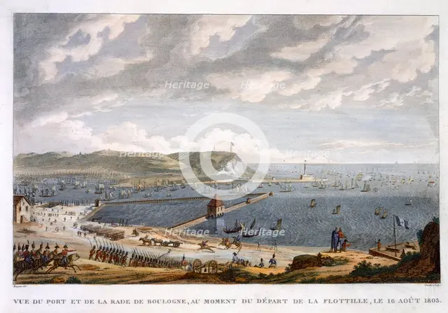 'View of the Port and the Roadstead of Boulogne at the Departure of the Flotilla, 16 August 1803'. Creator: Louis Francois Couche.