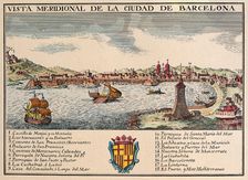 View of the Port of Barcelona. Engraving