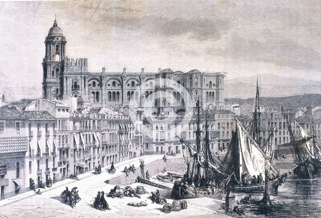 View of the Port of Malaga, 1875.  Creator: DORE, Gustavo (1832 - 1883).