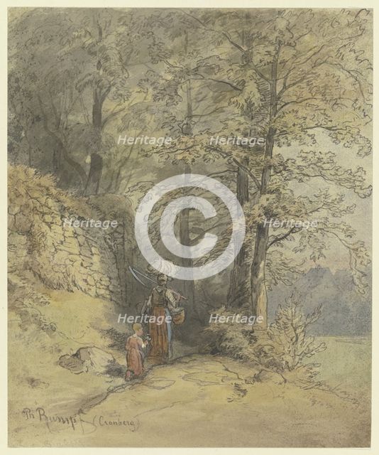 View of the path over the oaks below the Philosopher's Walk in the valley near Kronberg, 19th cent. Creator: Philipp Rumpf.