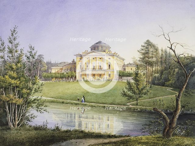 View of the Pavlovsk Palace, 1847. Artist: Anonymous  