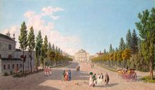 View of the Pavlovsk Palace from the Park, 1808. Creator: Lory, Gabriel Ludwig, the Elder (1763-1840)