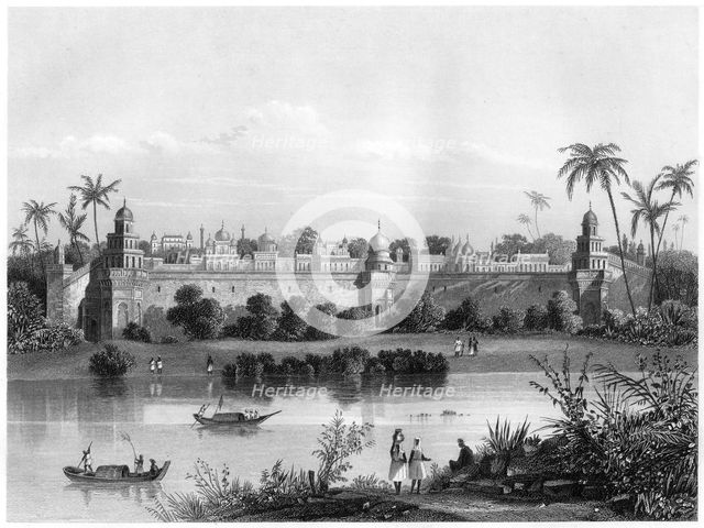 'View of the Palace of Agra, from the river', c1860. Artist: Unknown