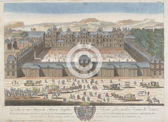 View of the Palace of Fontainebleau, 1725. Creator: Aveline, Antoine (1691-1743).