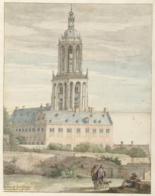 View of the Palace of Frederik V, Elector Palatine, and the Sint-Cunerakerk, Rhenen, 1644. Creator: Pieter Jansz Saenredam