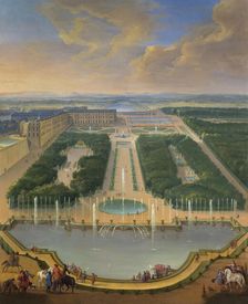 View of the Palace of Versailles from the Dragon Fountain and Neptune Fountain, um 1700. Creator: Martin, Jean-Baptiste (1659-1735)
