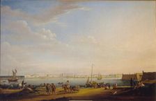 View of the Palace Square and Summer Garden from the Petersburg District, c. 1800. Artist: Mayr, Johann Georg, von (1760-1816)