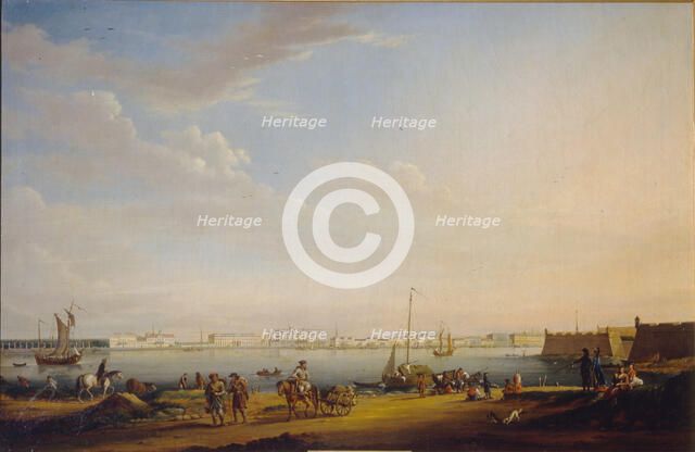 View of the Palace Square and Summer Garden from the Petersburg District, c. 1800. Artist: Mayr, Johann Georg, von (1760-1816)