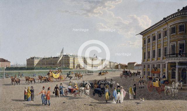 View of the Palace Square from the Nevsky Prospekt, 1804. Artist: Lory, Gabriel Ludwig, the Elder (1763-1840)