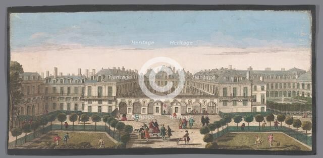 View of the Palais Royal in Paris, 1700-1799. Creators: Anon, Jacques Rigaud.