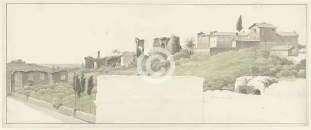 View of the Palatine Hill in Rome, with the Arch of Constantine, c.1809-c.1812. Creator: Josephus Augustus Knip.