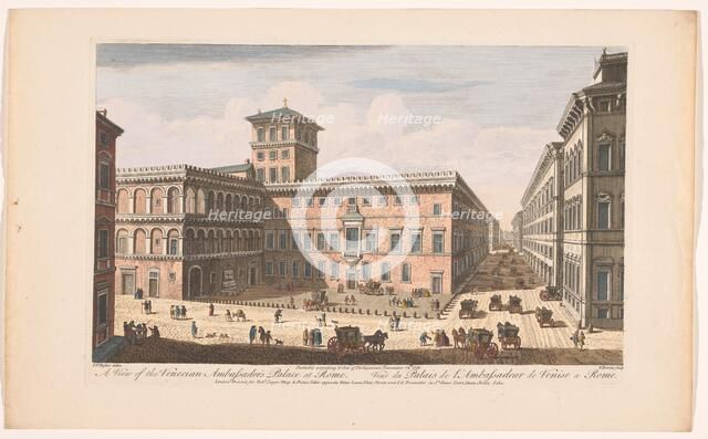 View of the Palazzo Venezia in Rome, 1750. Creator: Thomas Bowles.