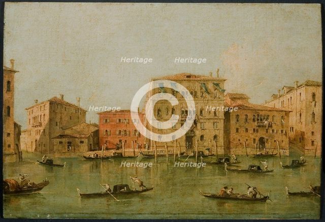 'View of the Palazzo Loredan dell'Ambasciatore on the Grand Canal, Venice,' 1775-85. Creator: Francesco Guardi.