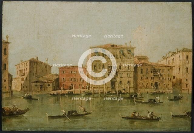 'View of the Palazzo Loredan dell'Ambasciatore on the Grand Canal, Venice,' 1775-85. Artist: Francesco Guardi.