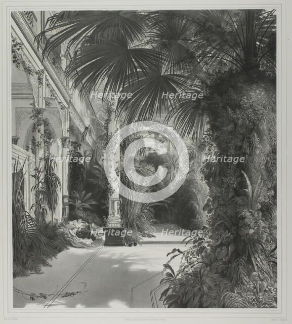 View of the Palm House on the Peacock-Island, c. 1844. Creator: Friedrich Julius Tempeltey.