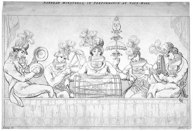 View of the Pandean Minstrels in performance at Vauxhall, London, c1800. Artist: John Lee