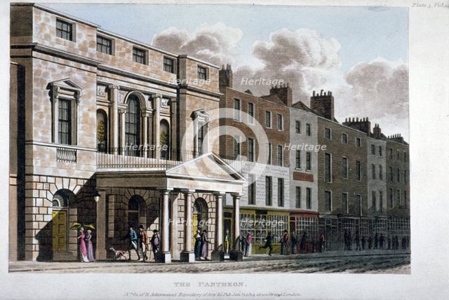 View of the Pantheon and adjoining premises on Oxford Street, Westminster, London, 1814. Artist: Anon