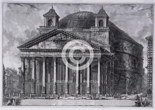 View of the Pantheon of Agrippa, today Santa Maria ad Martyres., c1761. Creator: Giovanni Battista Piranesi.