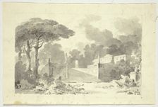View of the Park at Versailles: Monumental Staircase, Pedestal and Temple, n.d. Creator: Pierre Antoine Mongin