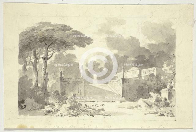 View of the Park at Versailles: Monumental Staircase, Pedestal and Temple, n.d. Creator: Pierre Antoine Mongin.