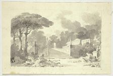View of the Park at Versailles: Monumental Staircase, Pedestal and Temple, n.d. Creator: Pierre Antoine Mongin