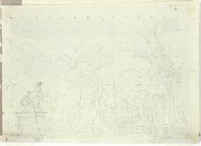 View of the Park at Versailles: Equestrian Statue Among Trees, n.d. Creator: Pierre Antoine Mongin