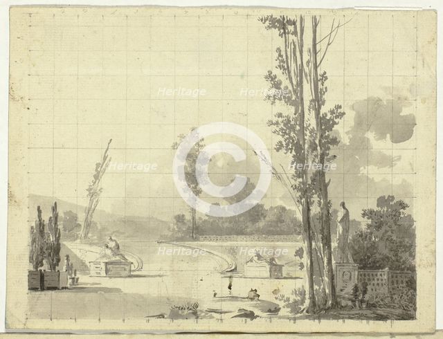 View of the Park at Versailles: Stairway and Two Poplars, n.d. Creator: Pierre Antoine Mongin.