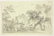 View of the Park at Versailles: Statues and a Fountain, n.d. Creator: Pierre Antoine Mongin