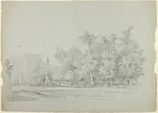 View of the Park st Versailles: Landscape with Memorial Column and Grove of Trees, n.d. Creator: Pierre Antoine Mongin