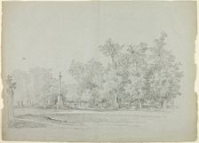 View of the Park st Versailles: Landscape with Memorial Column and Grove of Trees, n.d. Creator: Pierre Antoine Mongin